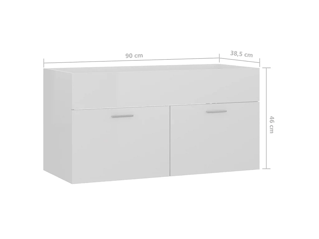 Armoire d'évier Blanc brillant 90x38,5x46 cm Bois d’ingénierie
