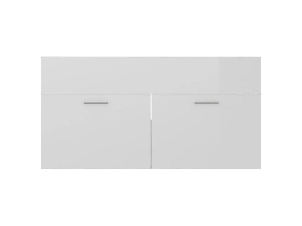 Armoire d'évier Blanc brillant 90x38,5x46 cm Bois d’ingénierie