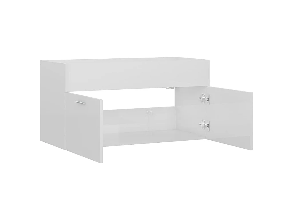 Armoire d'évier Blanc brillant 90x38,5x46 cm Bois d’ingénierie