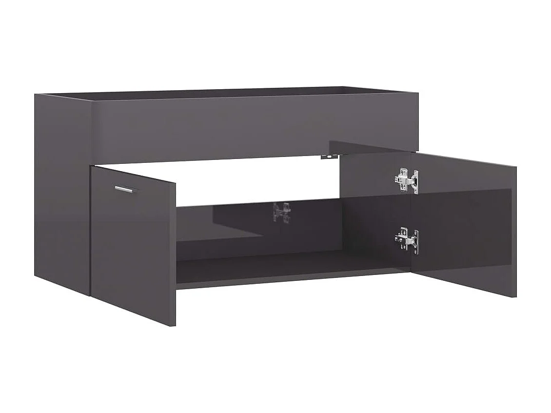 Armoire d'évier Gris brillant 90x38,5x46 cm Bois d’ingénierie