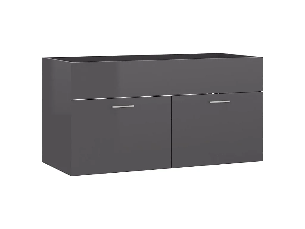 Armoire d'évier Gris brillant 90x38,5x46 cm Bois d’ingénierie