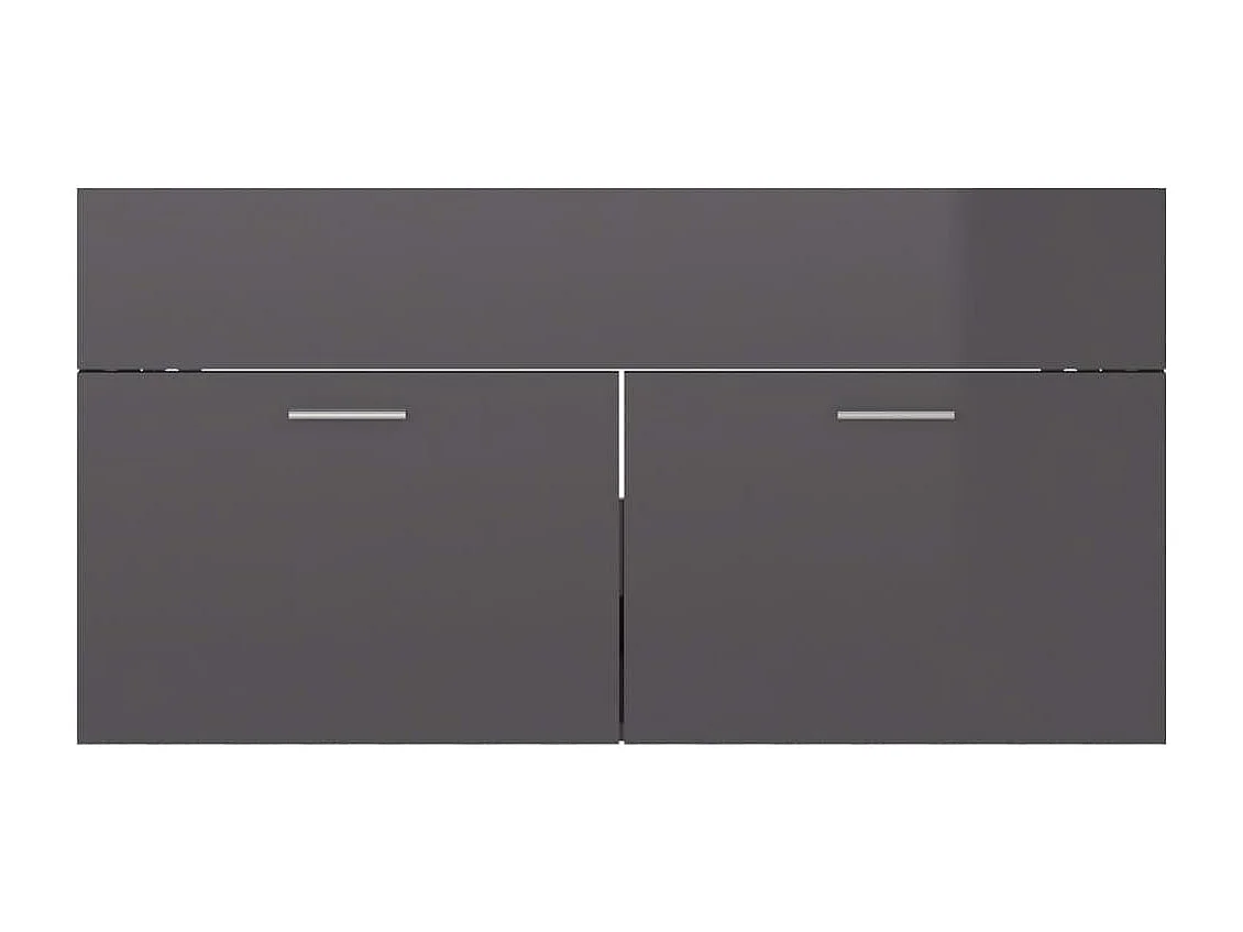 Armoire d'évier Gris brillant 90x38,5x46 cm Bois d’ingénierie