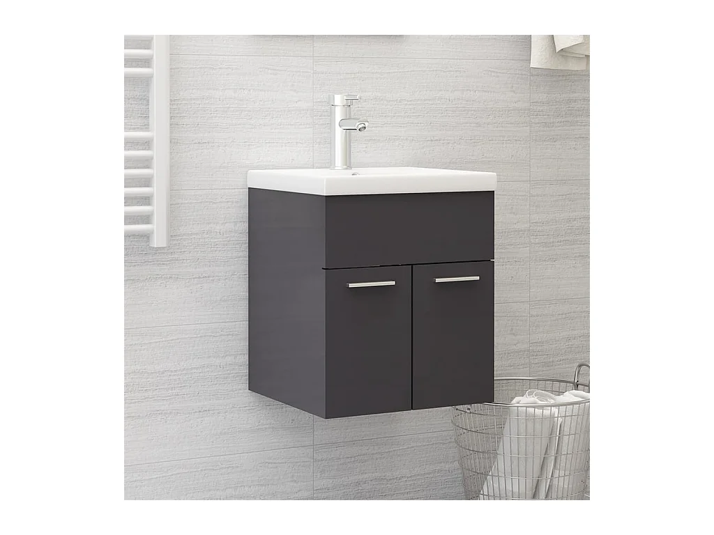 Armoire d'évier Gris brillant 41x38,5x46 cm Bois d’ingénierie