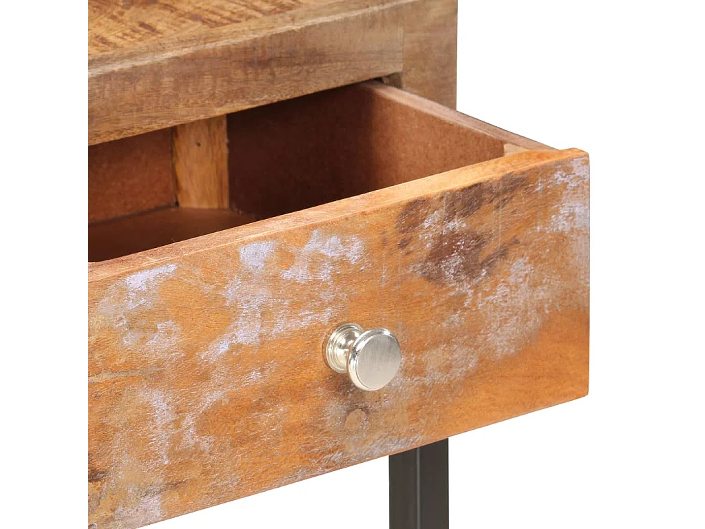 Tavolo Consolle Oro 90x30x75 cm in Legno Massello di Recupero