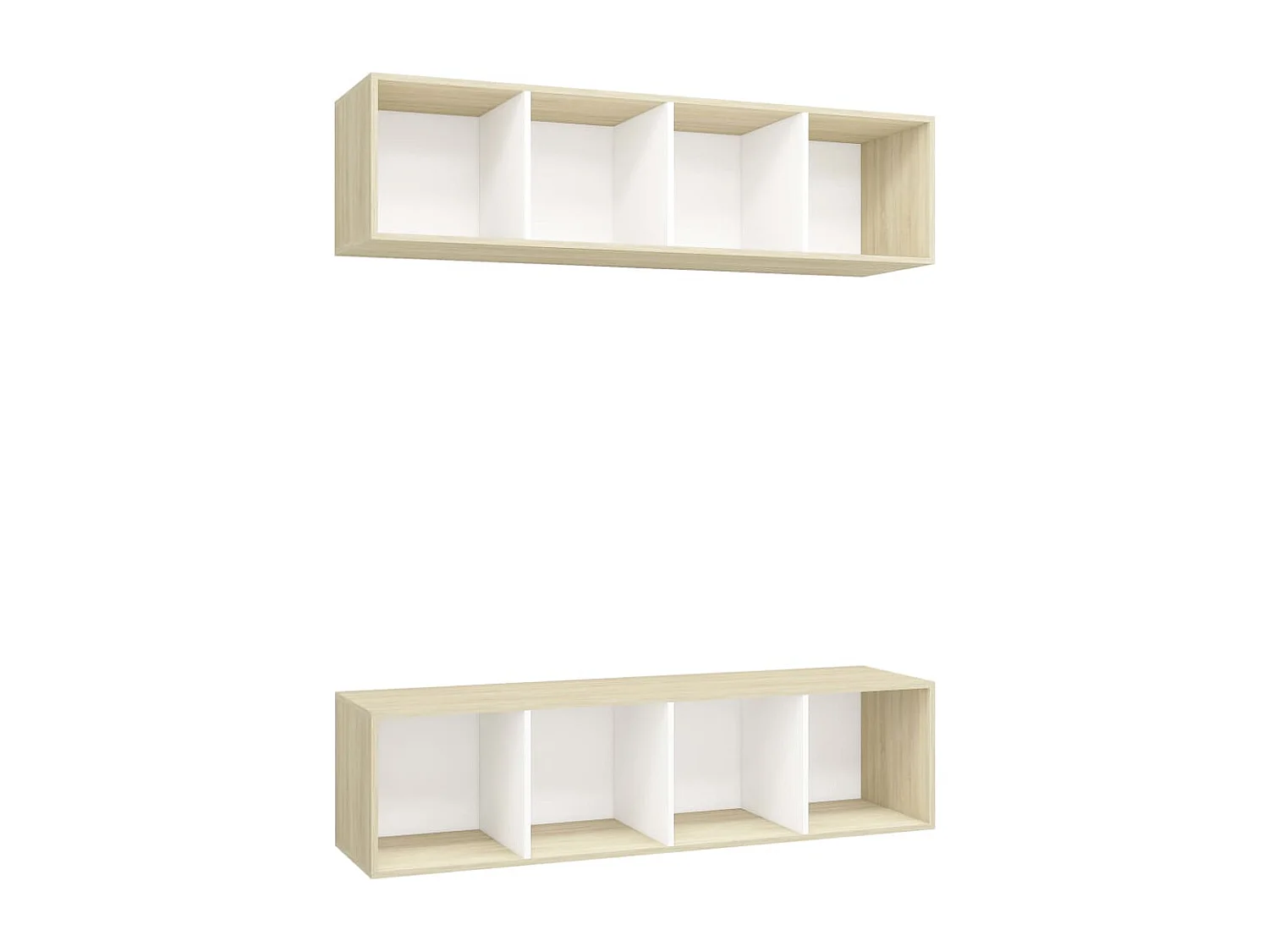 Meubles TV muraux 2 pcs Blanc et chêne sonoma Bois d'ingénierie