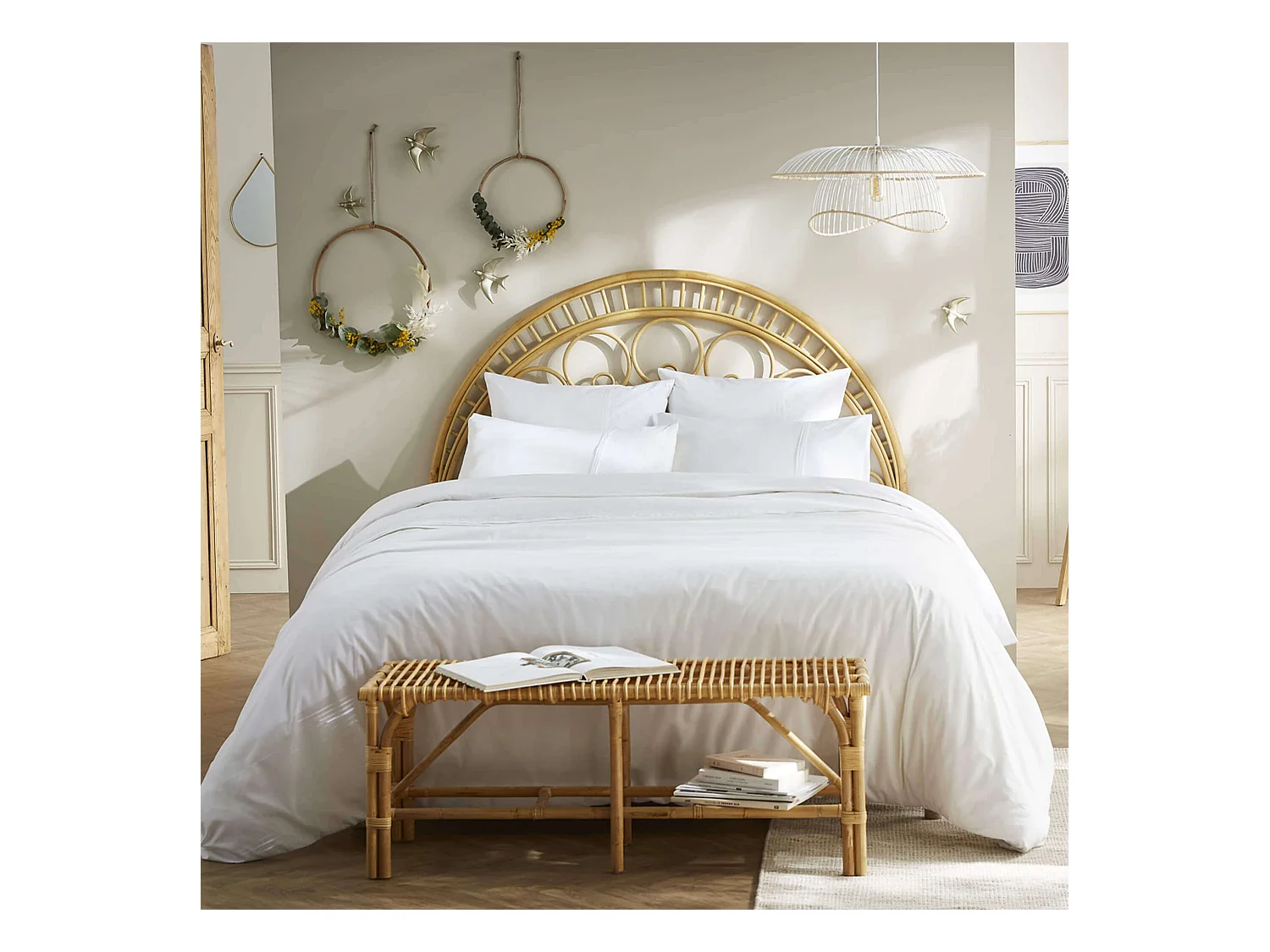 Parure de lit 100% coton broderie anglaise blanc 260x240