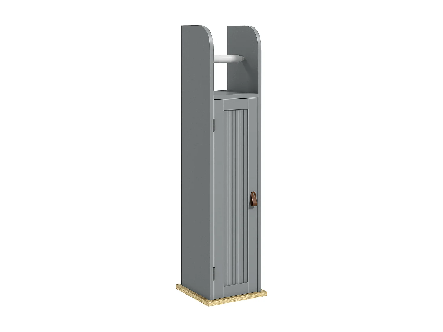 Support papier toilette - porte-papier toilette - armoire pour papier toilette - porte, 2 étagères, sortie papier gris bois clair
