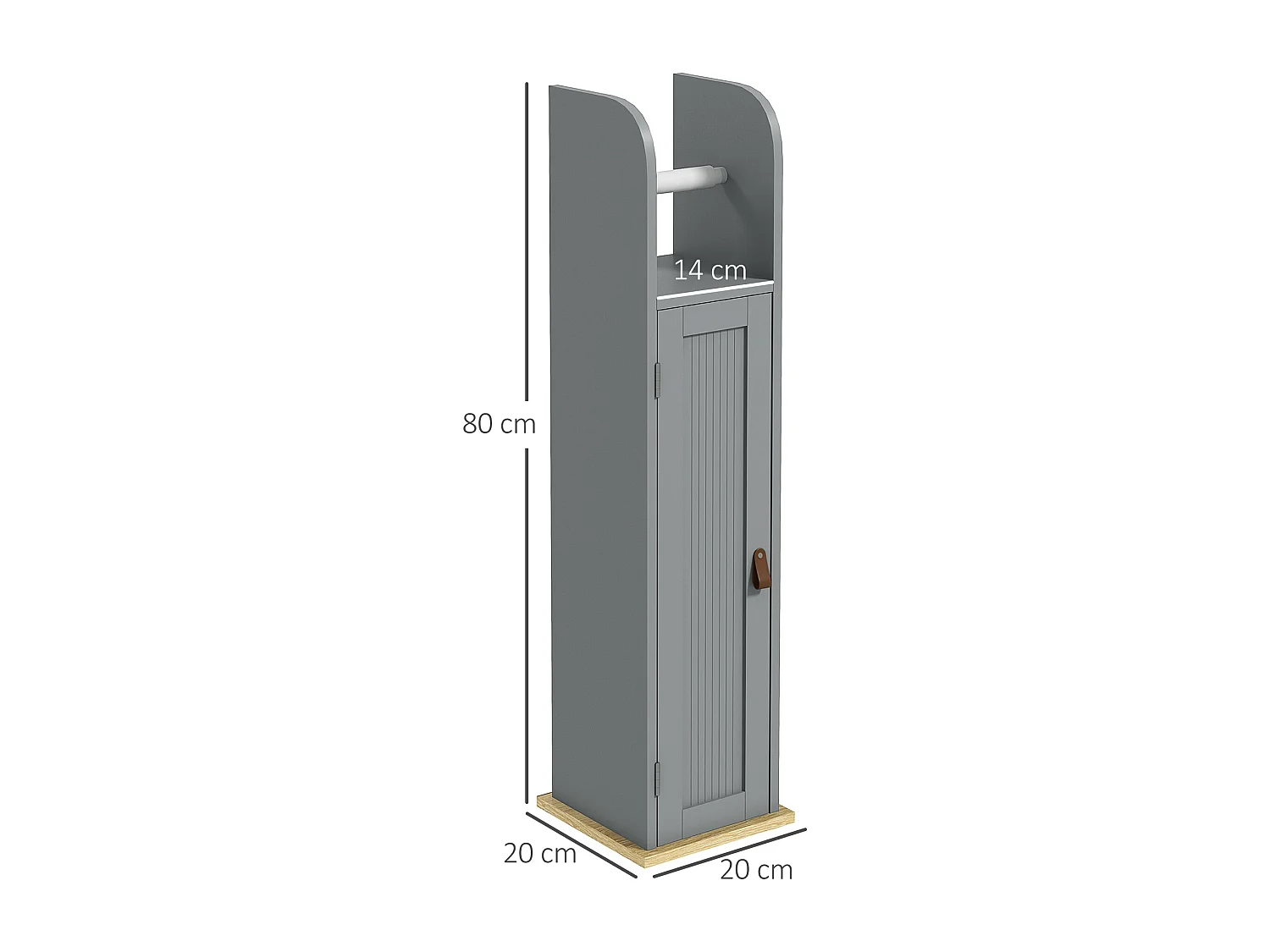 Support papier toilette - porte-papier toilette - armoire pour papier toilette - porte, 2 étagères, sortie papier gris bois clair