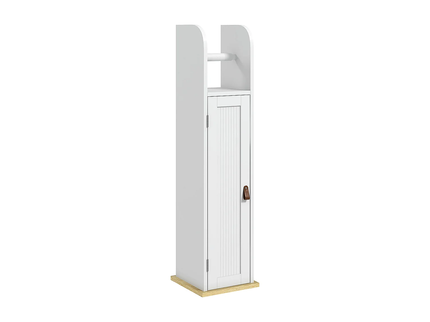 Support papier toilette - porte-papier toilette - armoire pour papier toilette - porte, 2 étagères, sortie papier blanc bois clair