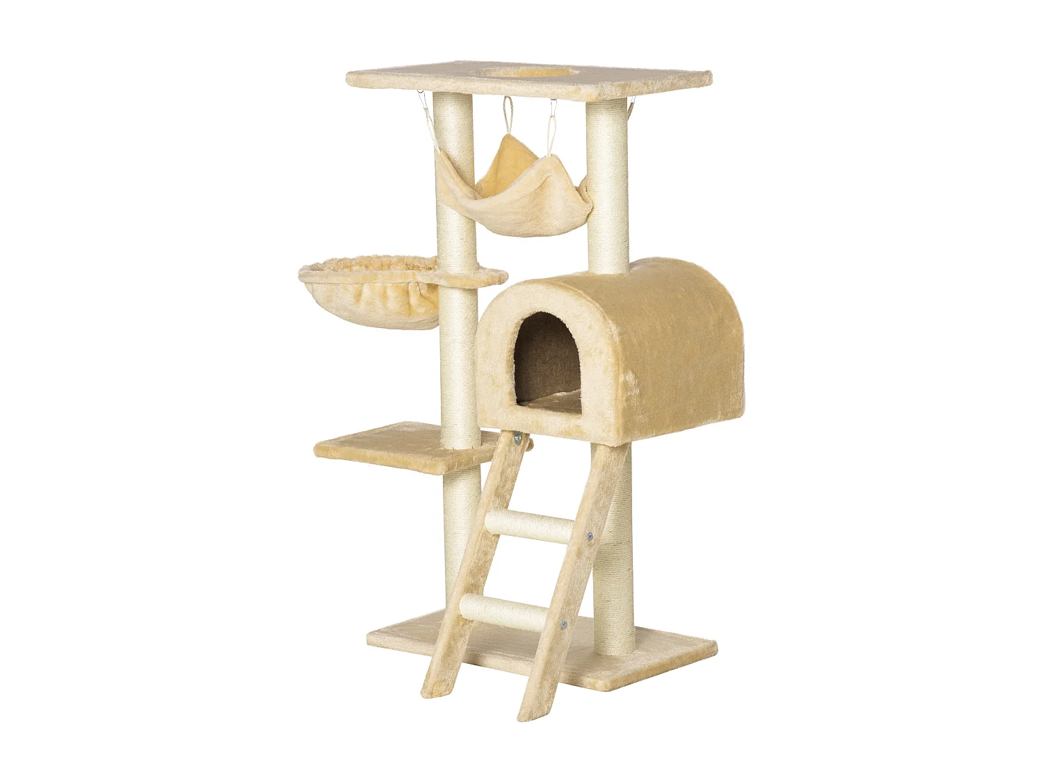 Arbre à chat griffoir arbre à grimper tour de jeu stable à plusieurs niveaux centre d'activités hauteur 98 cm beige