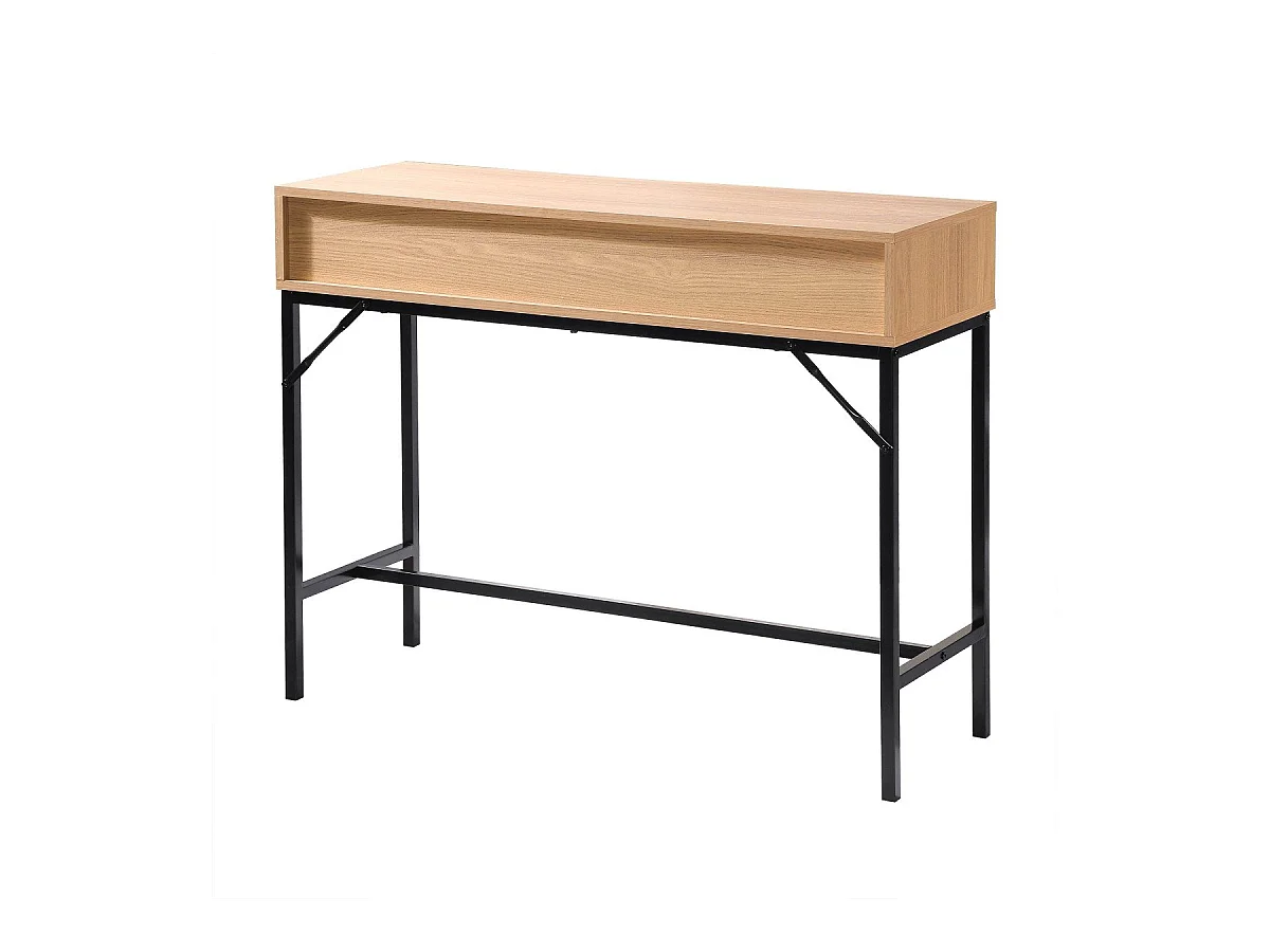 Konsole 2 Schubladen Front Effekt Holz mit Rillen - L100 x H80 cm