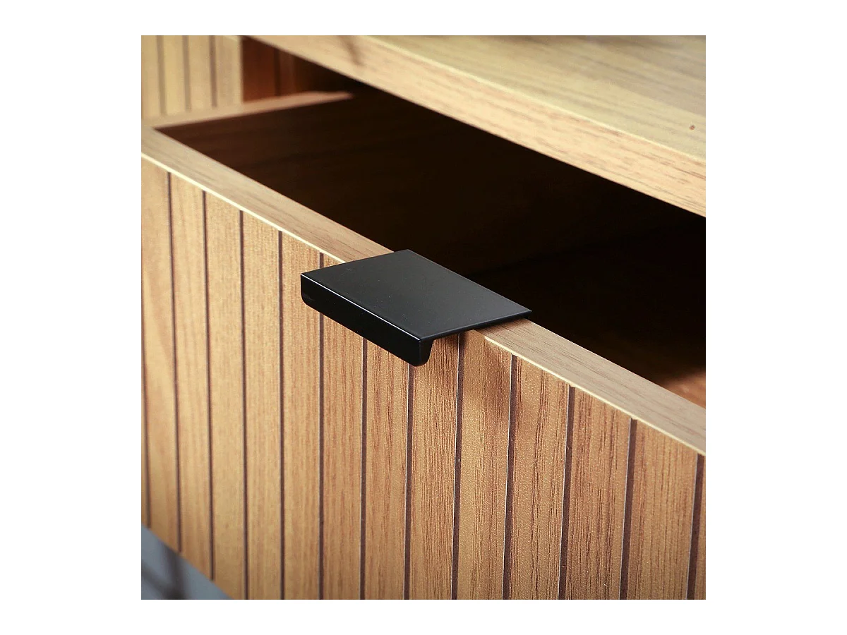 Konsole 2 Schubladen Front Effekt Holz mit Rillen - L100 x H80 cm