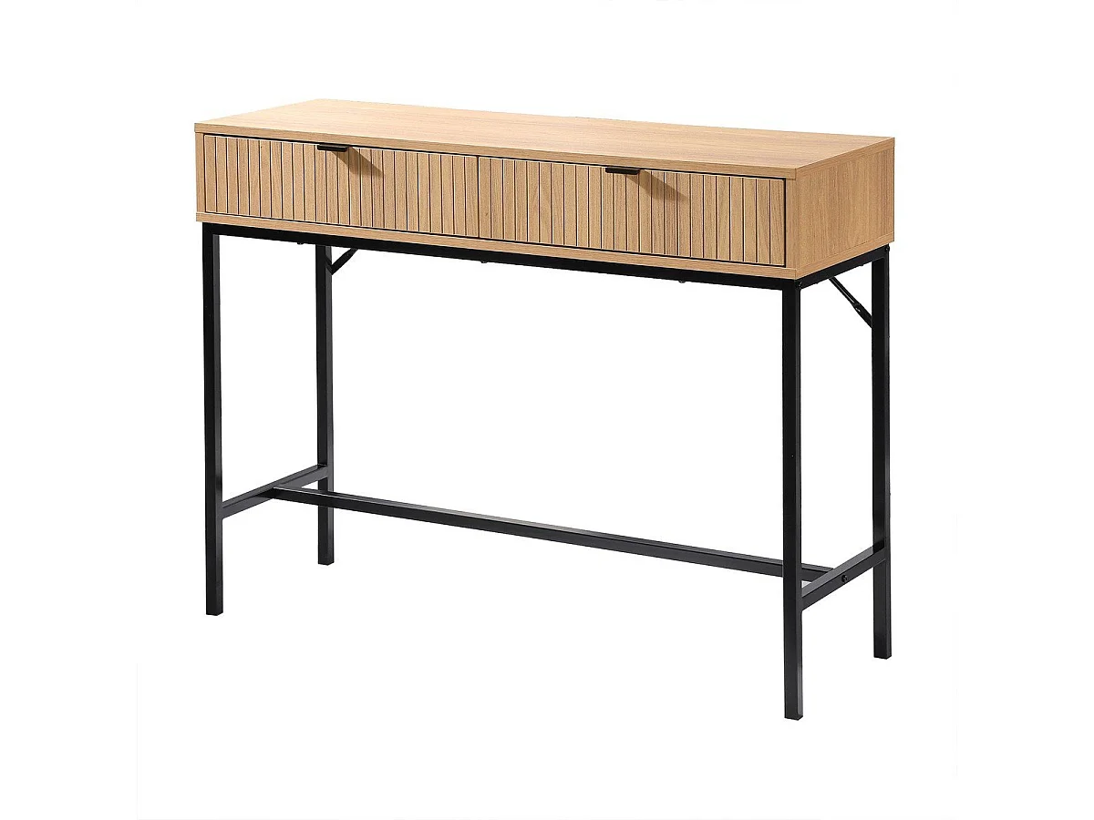 Consola 2 Cajones Frontal Efecto Madera Ranurada - L100 x H80 cm