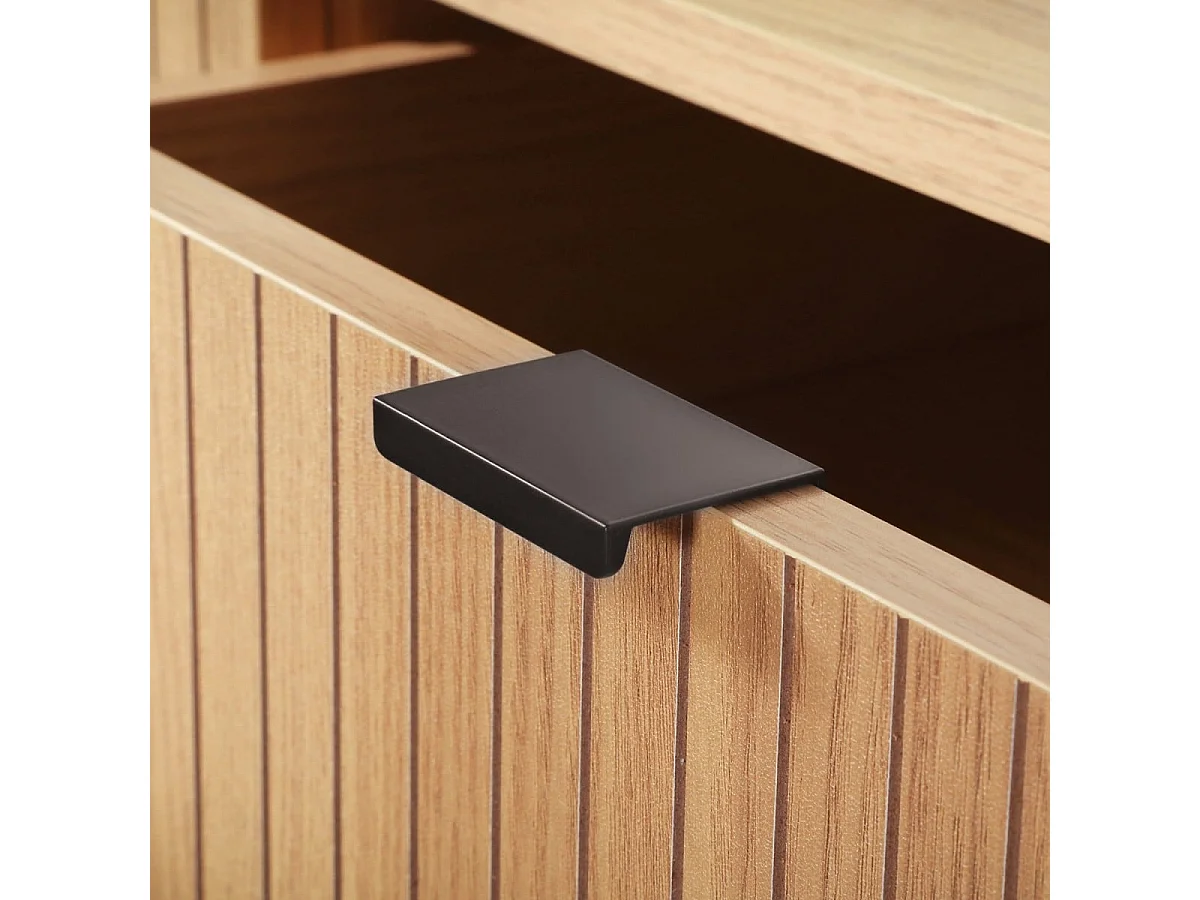 Console table with 2 drawers, grooved wood-effect front, 100cm wide x 80cm high - TARA