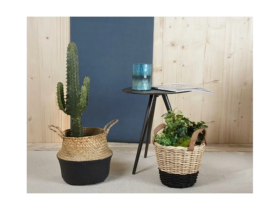 Corbeilles en osier naturel et noir (lot de 3)