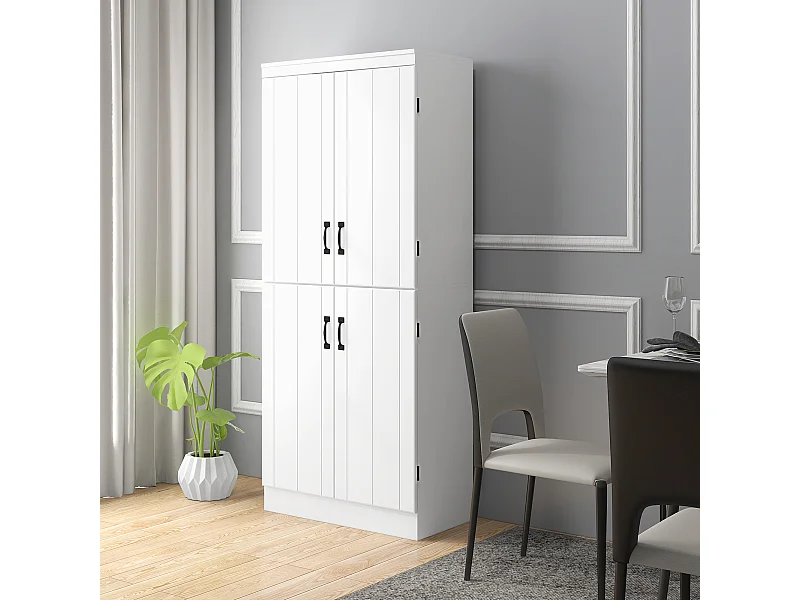 Armoire de cuisine buffet de salle à manger avec 4 portes 6 étagères de rangement style moderne 76 x 40 x 177 cm blanc