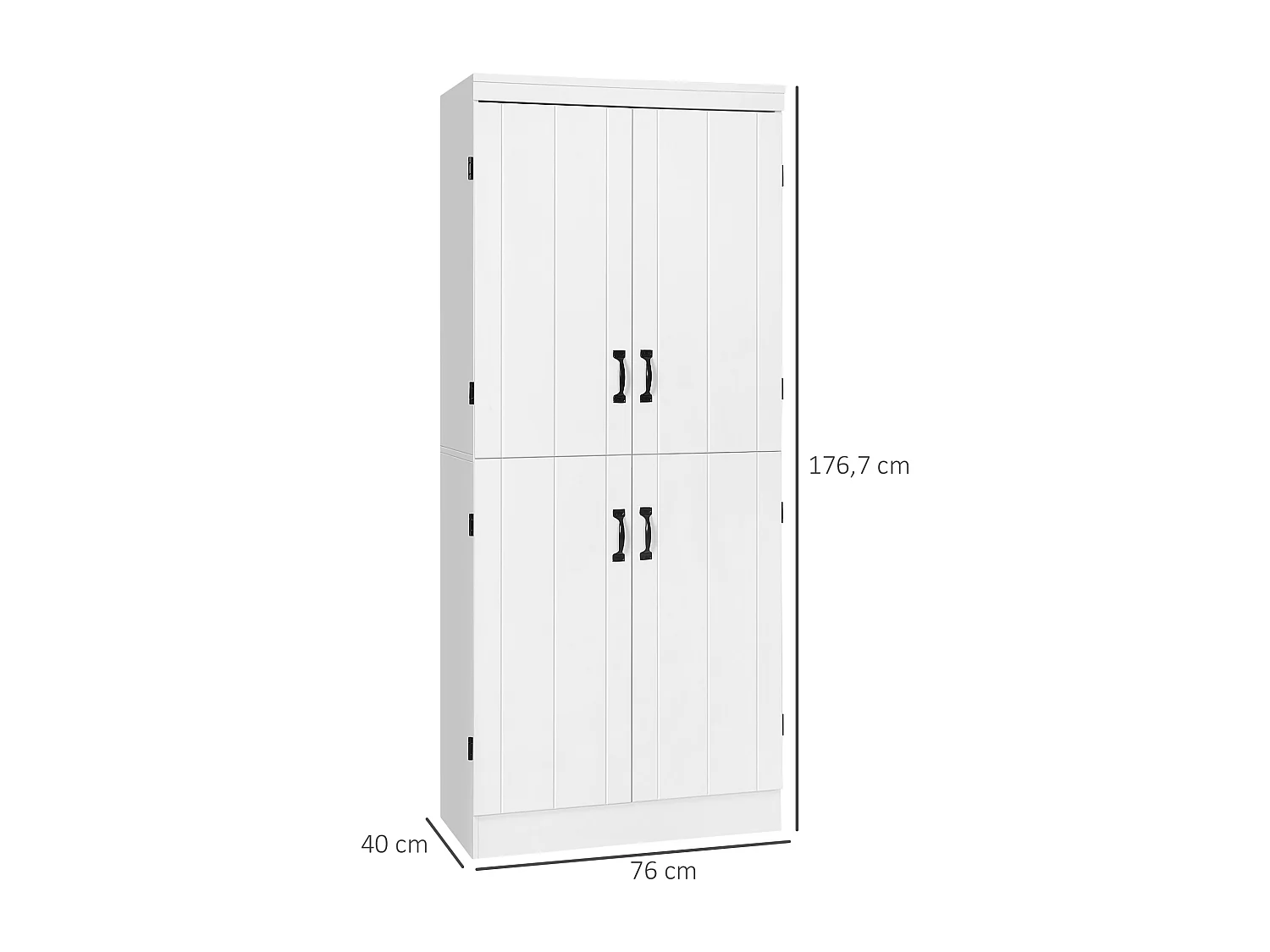 Armoire de cuisine buffet de salle à manger avec 4 portes 6 étagères de rangement style moderne 76 x 40 x 177 cm blanc