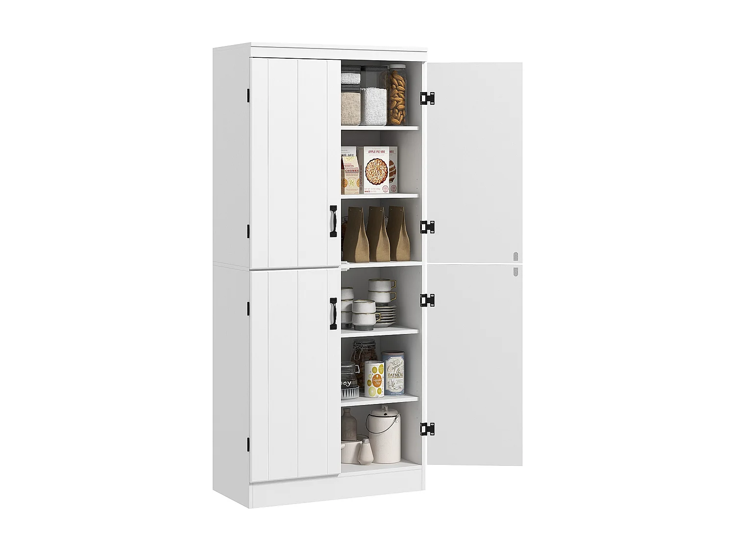 Armoire de cuisine buffet de salle à manger avec 4 portes 6 étagères de rangement style moderne 76 x 40 x 177 cm blanc