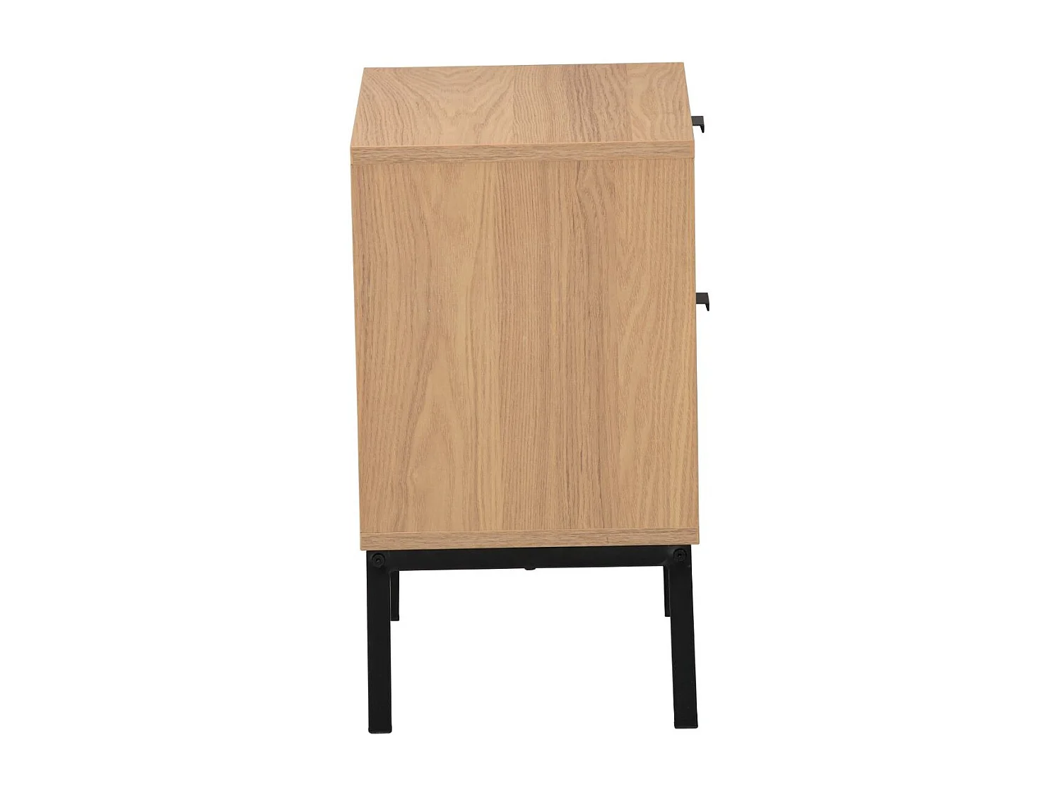 Table de Chevet 2 Tiroirs Effet Bois Rainuré H51cm - TARA