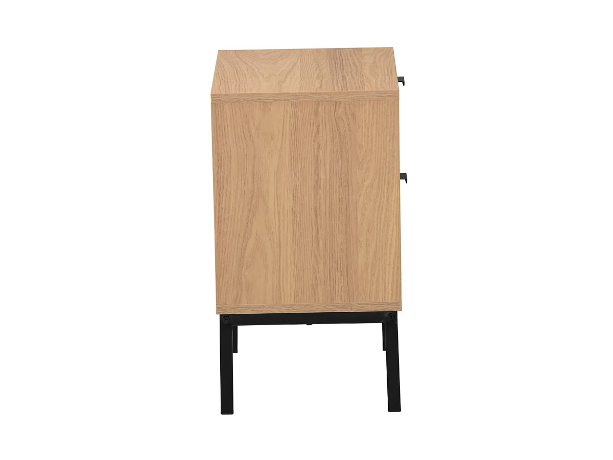 Nachttisch 2 Schubladen Effekt Holz mit Rillen - H51cm