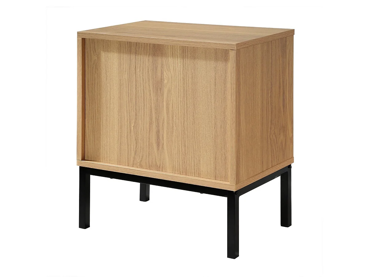 Nachttisch 2 Schubladen Effekt Holz mit Rillen - H51cm
