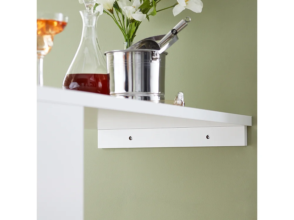 SoBuy Wandbartafel, hoge bartafel, keukentafel, eettafel, hoge bar voor keuken, eetkamer, woonkamer met 1 lade en 3 planken, 110 x 45 x 106 cm, FWT101-W
