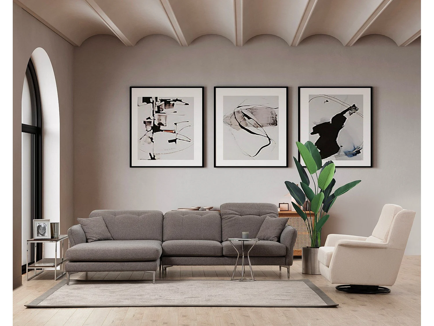 Sofá rinconero Altadena 370, Gris, 290x100x96cm