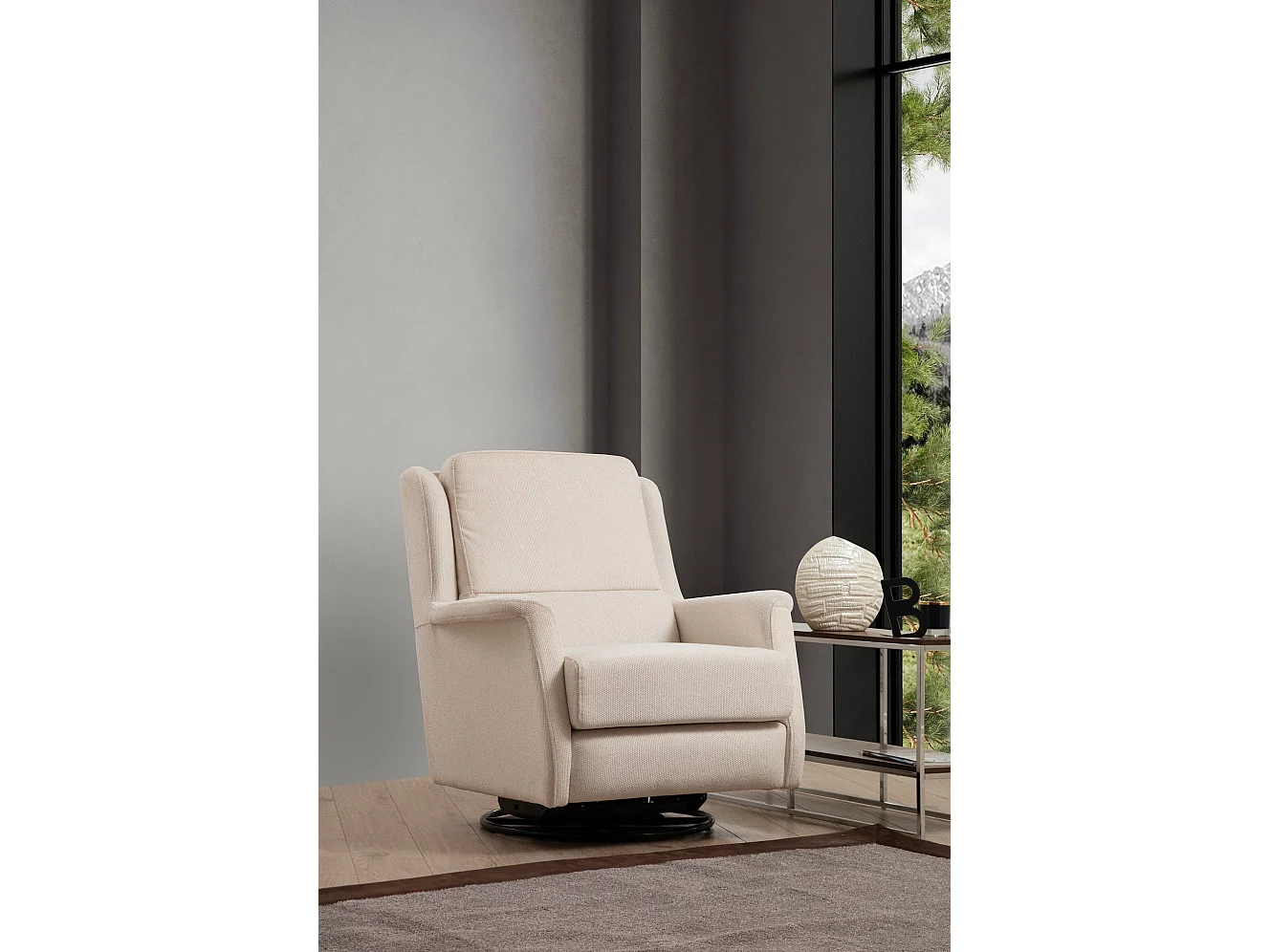 Poltrona Elegante, Branca, 100 cm x 100 cm x 82 cm | Estrutura em madeira de faia e aglomerado, 100% poliéster, lavável a seco | Elegante e funcional