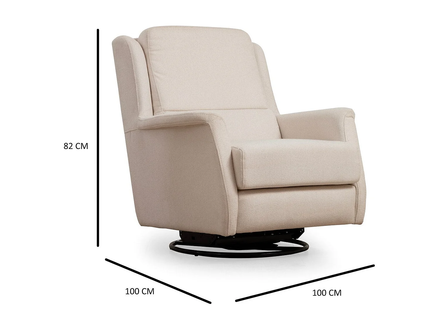 Poltrona Elegante, Branca, 100 cm x 100 cm x 82 cm | Estrutura em madeira de faia e aglomerado, 100% poliéster, lavável a seco | Elegante e funcional