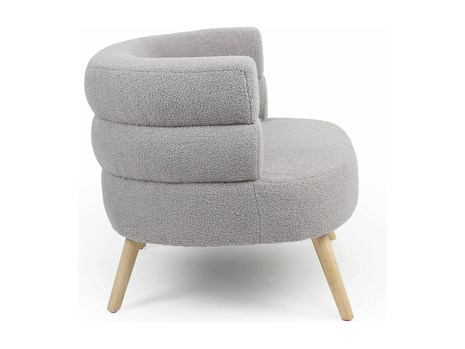Fauteuil design scandinave arrondi Riviani Tissu bouclette Gris