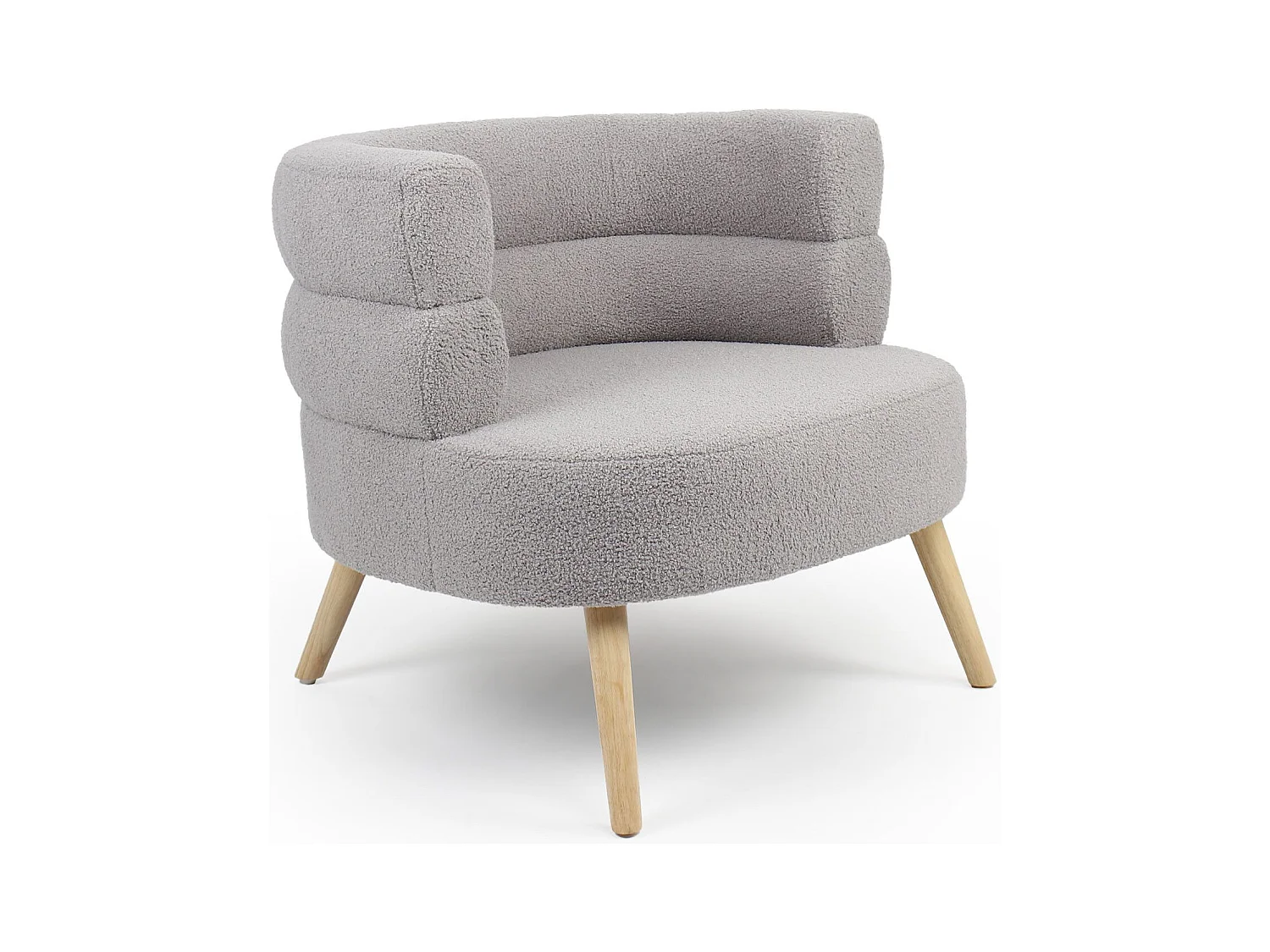 Fauteuil design scandinave arrondi Riviani Tissu bouclette Gris