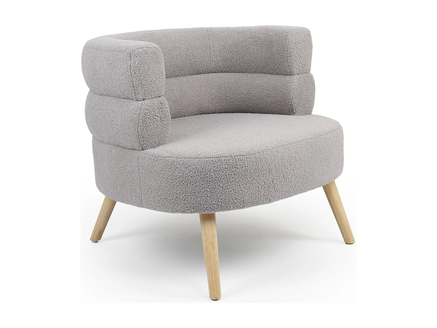 Fauteuil design scandinave arrondi Riviani Tissu bouclette Gris