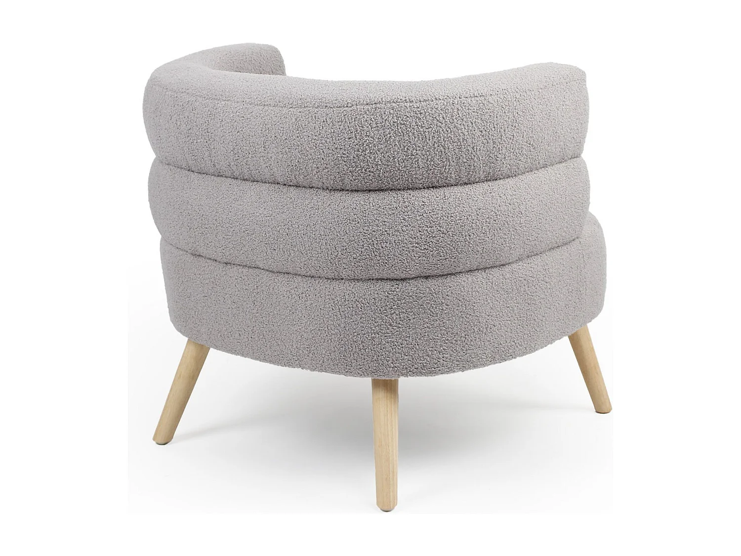 Fauteuil design scandinave arrondi Riviani Tissu bouclette Gris