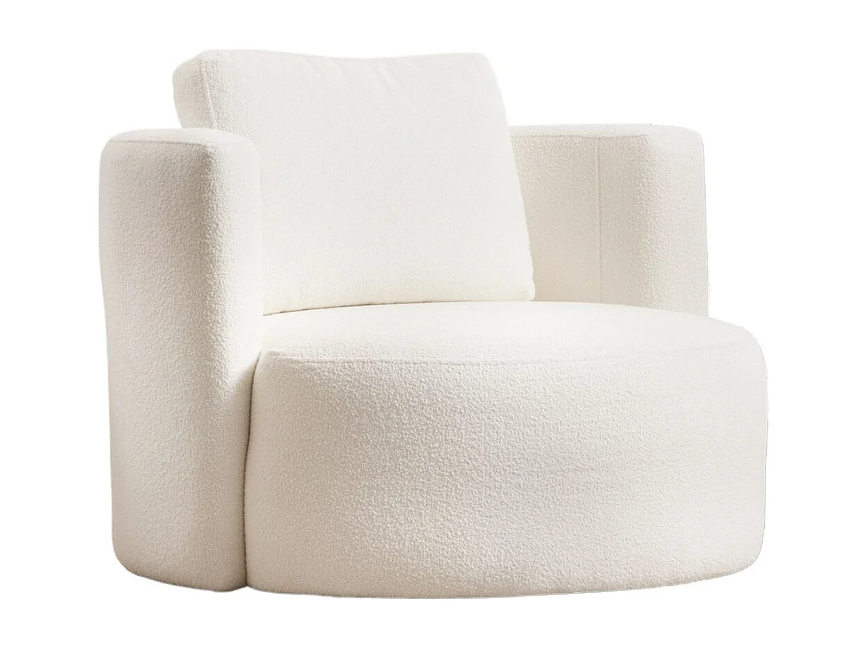 Fauteuil avec 2 coussins Sankifa Tissu bouclettes Blanc crème