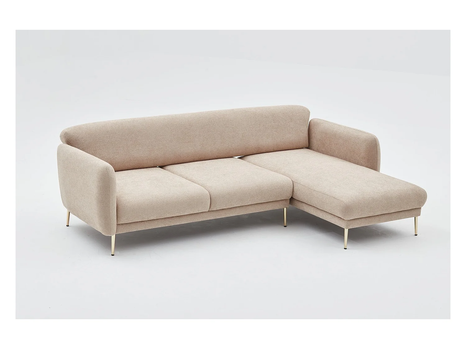 Sofá rinconero Altadena 307, De color marrón claro, 266x95x80cm