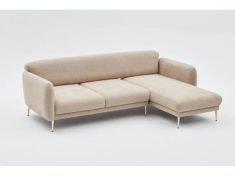 Sofá rinconero Altadena 307, De color marrón claro, 266x95x80cm