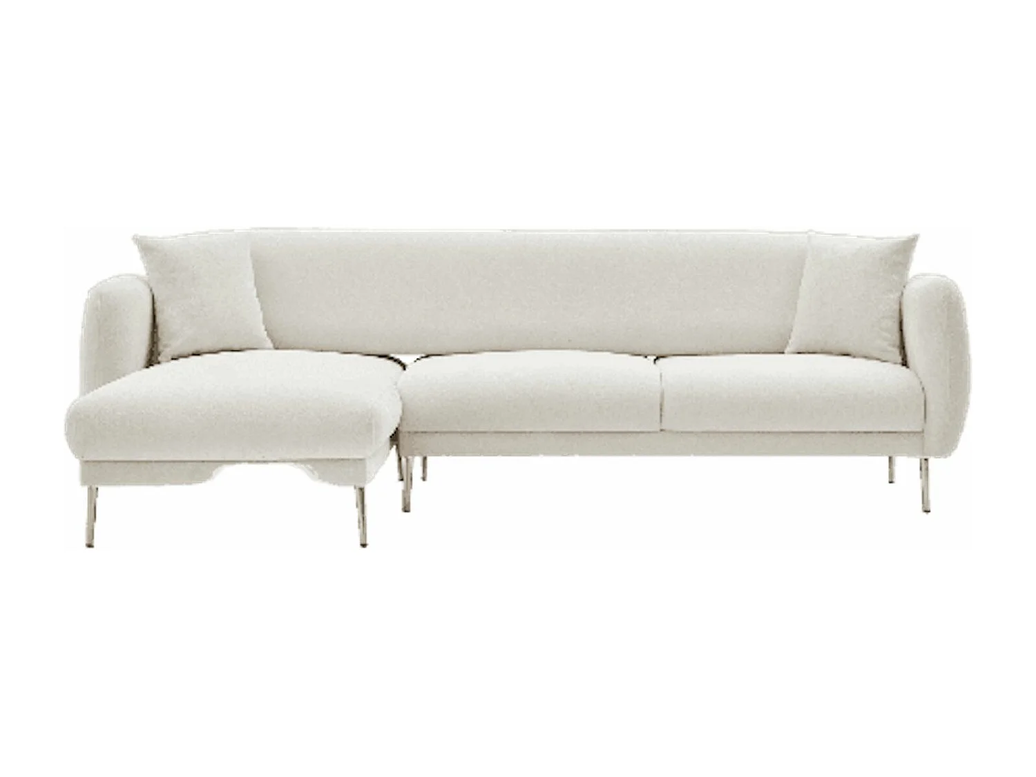 Converteerbare hoekbank in stof en gouden poten Birka 266 cm-Kleur Grijs-juiste hoek