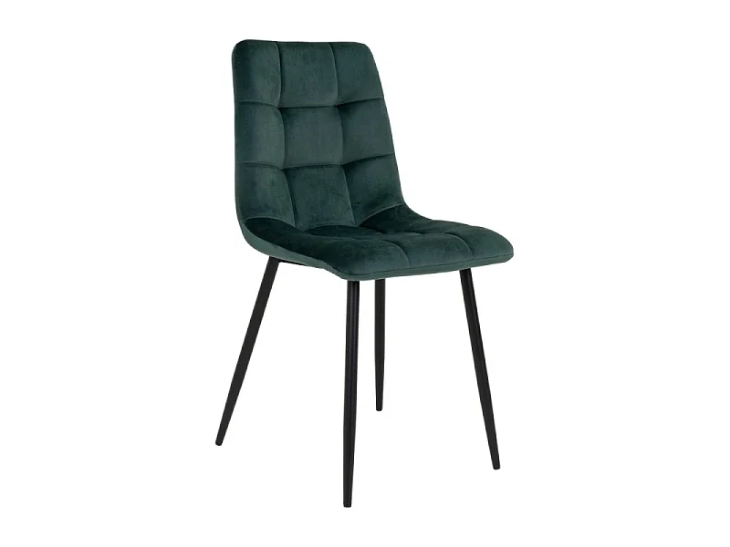 Middelfart Chaise de salle à manger en velours, vert foncé.