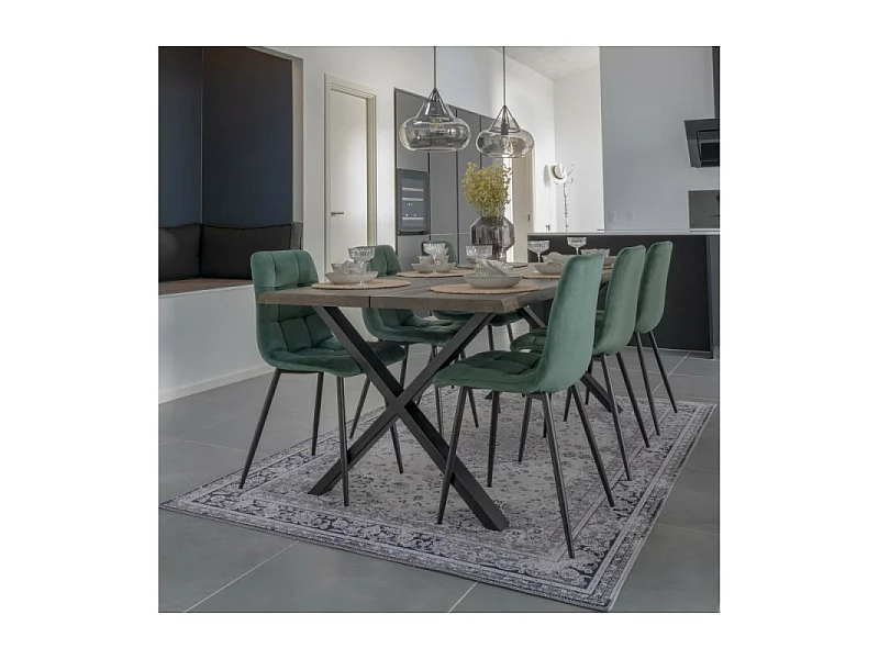 Middelfart Chaise de salle à manger en velours, vert foncé.