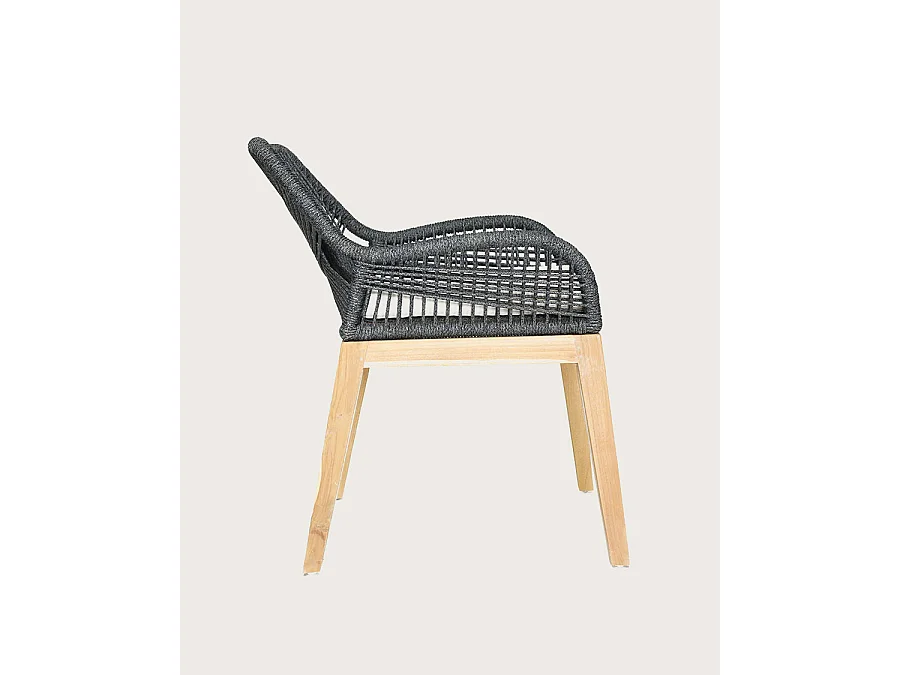 Santorini - Chaise en teck massif et cordage gris