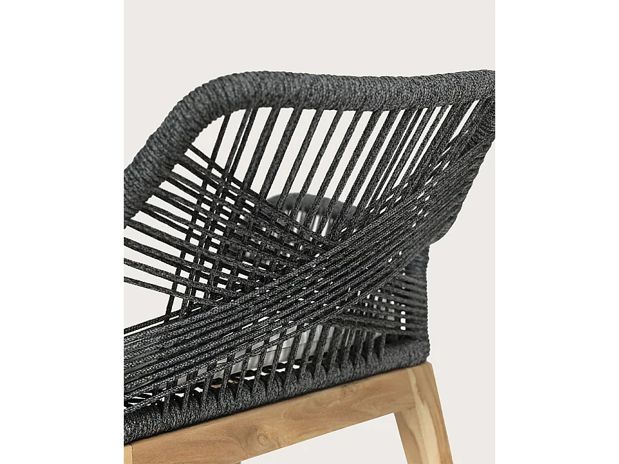 Santorini - Chaise en teck massif et cordage gris