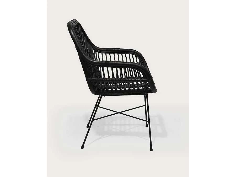 Lot de 4 chaises Myko - Lot de 4 chaises Myko en rotin noir