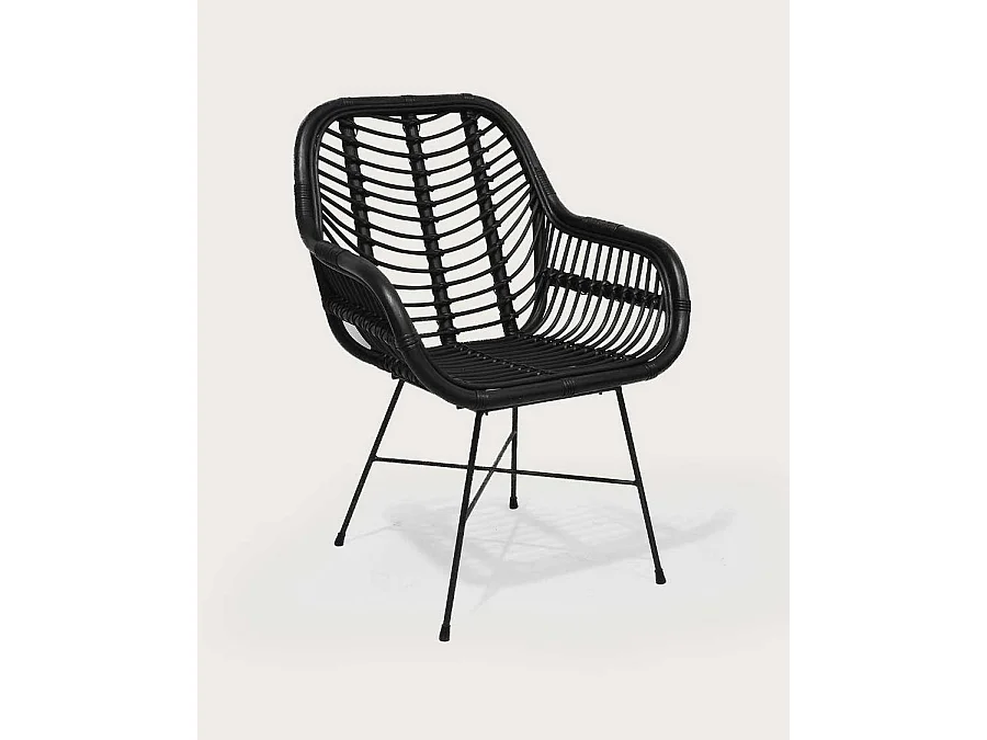 Myko - Lot de 4 chaises Myko en rotin noir