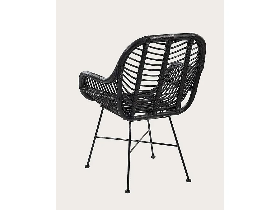 Myko - Lot de 4 chaises Myko en rotin noir