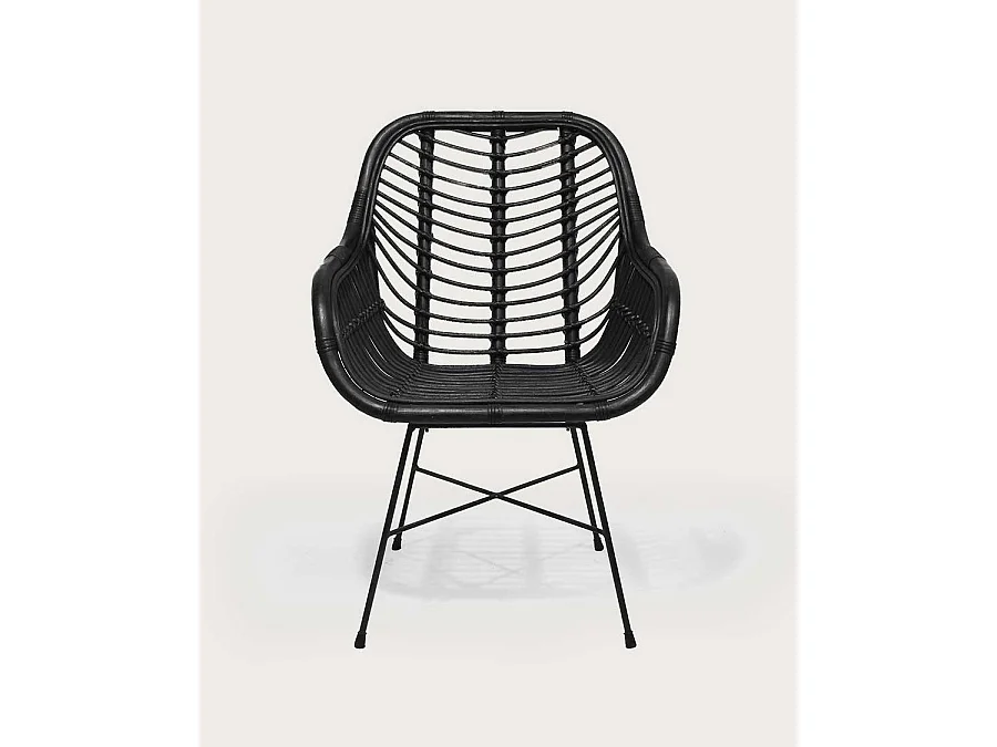 Myko - Lot de 4 chaises Myko en rotin noir