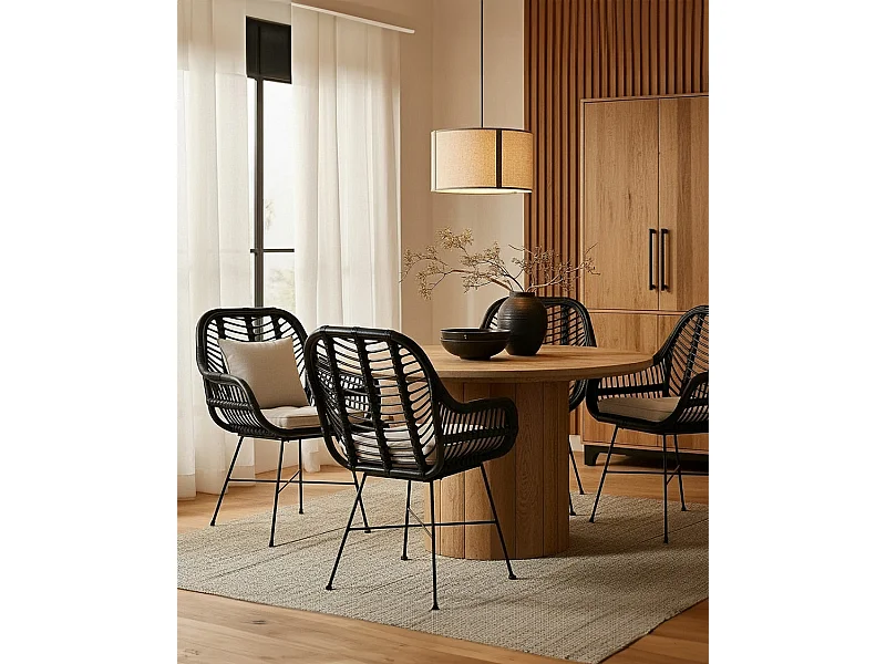 Lot de 4 chaises Myko - Lot de 4 chaises Myko en rotin noir