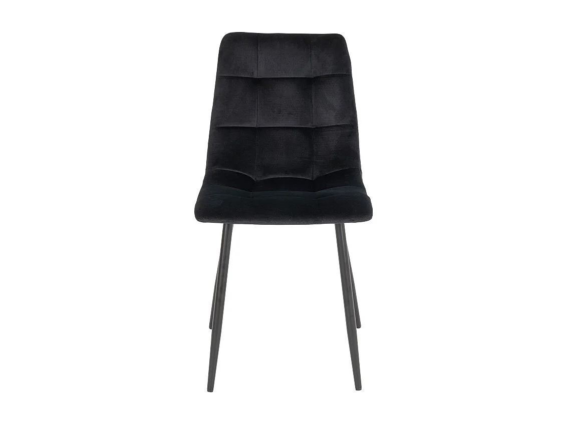 Set van 2 MODA eetkamerstoelen – Gecapitonneerd fluweel en zwarte stalen poten-Color Negro
