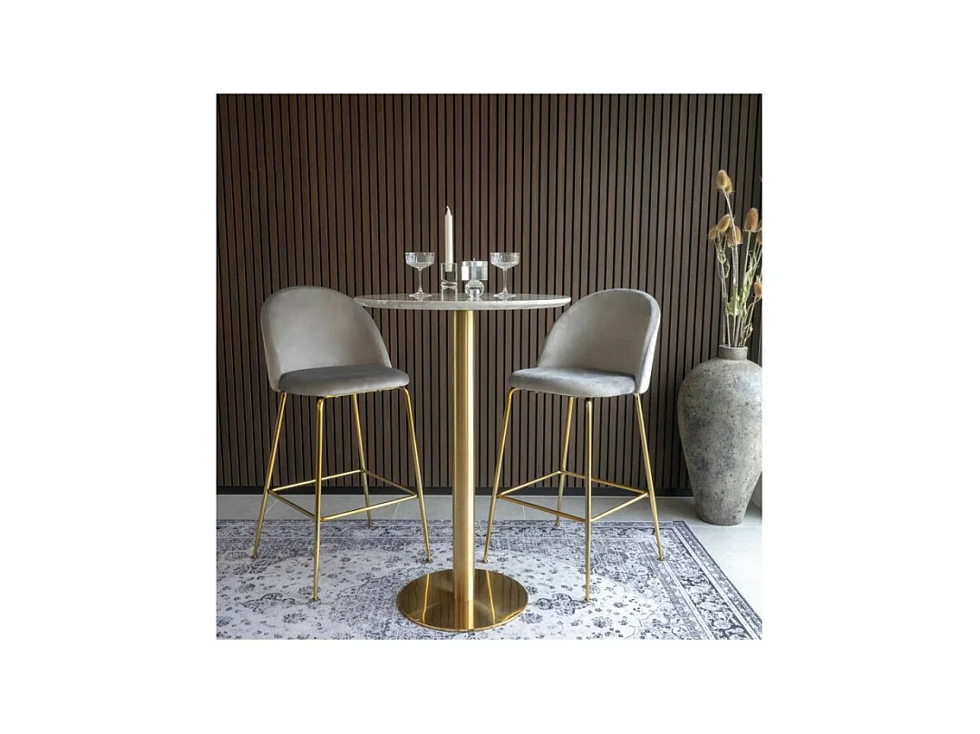 Laust barstoel velours, grijs, messing.