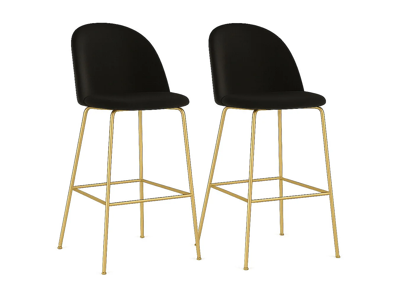 Chaise de bar en velours gris avec pieds noirs