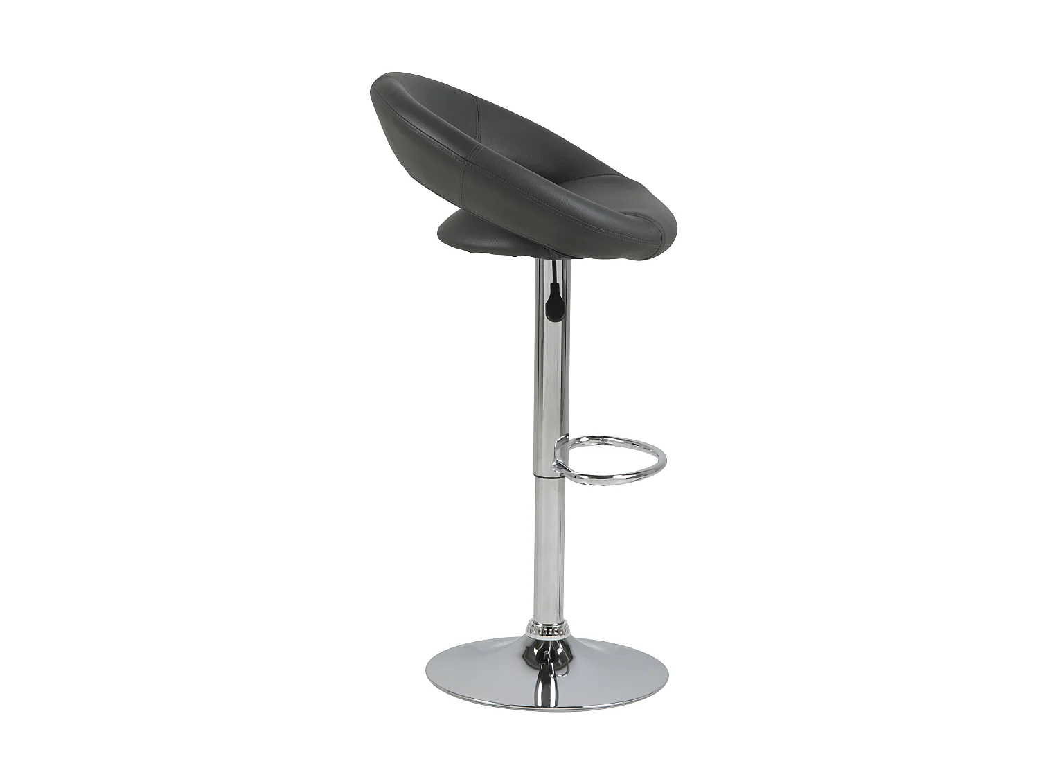 Plus Tabouret de bar en similicuir PU, gris, chrome.
